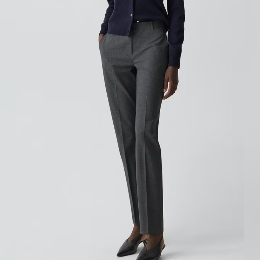Theory Charcoal Melange Straight Trousers NWT